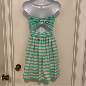 Ocean Drive Turquoise Striped Strapless Dress